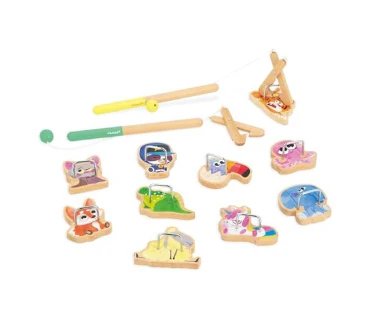 Janod Applepop Fishing Animal Wooden Carnival Game, Claw Game