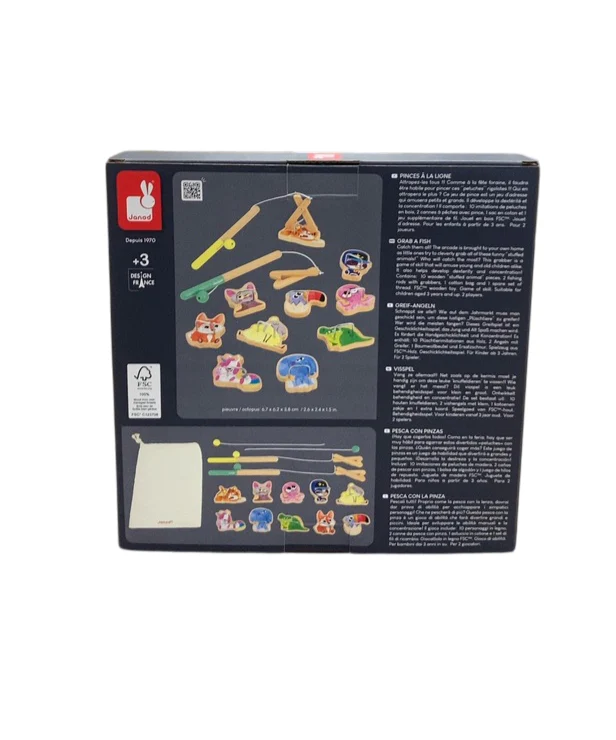 Janod Applepop Fishing Animal Wooden Carnival Game, Claw Game - Image 3