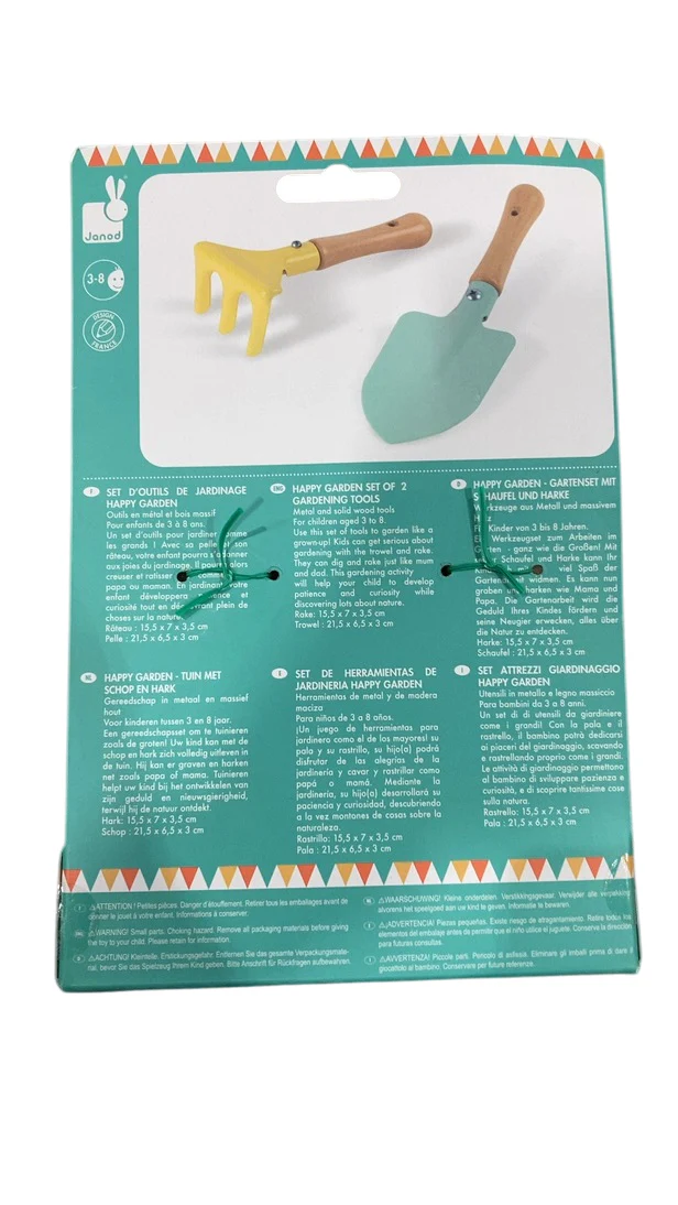 Janod Happy Garden Set of 2 Gardening Tools, Rake and Trowel - Image 3