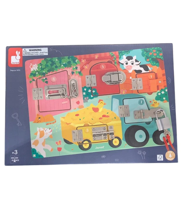 Janod Padlock Activity Board, Farm - Image 2