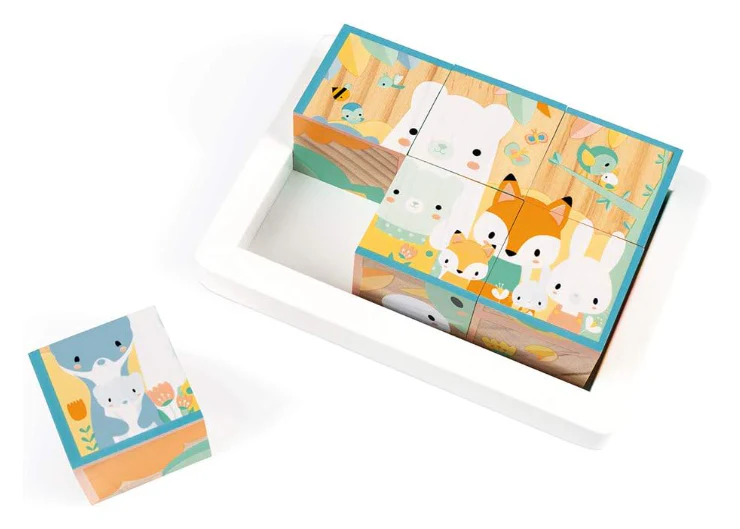 Janod Pure 6 Block Tray, forest animals