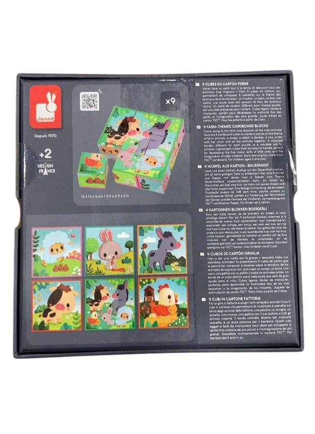 Janod Puzzle Cubes, Farm Animals - Image 3