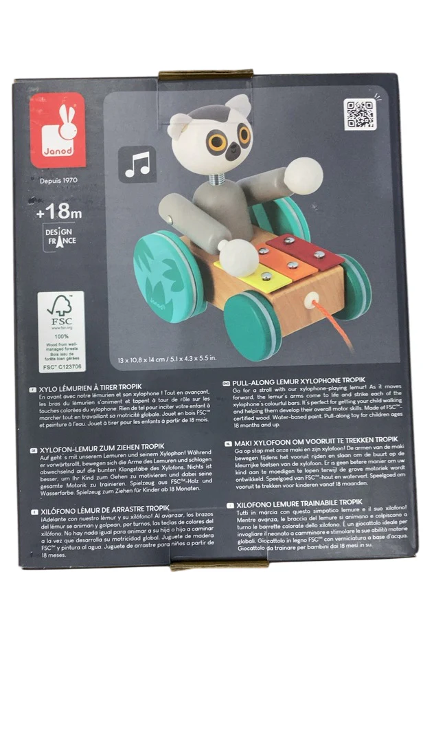 Janod Tropik Pull-Along Lemur Xylophone, 18m+ - Image 3