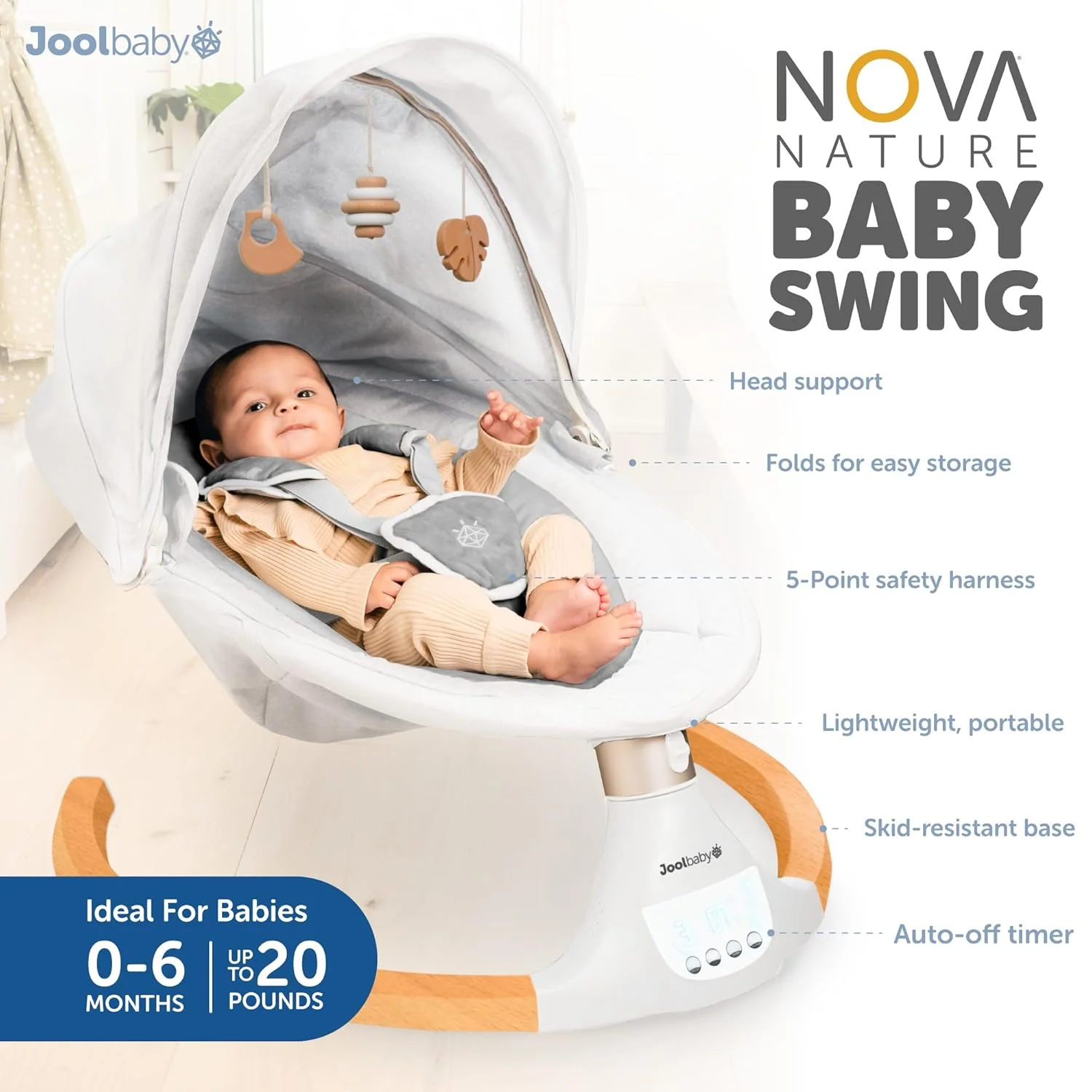 Jool Nova Nature Baby Swing, Gray - Image 2