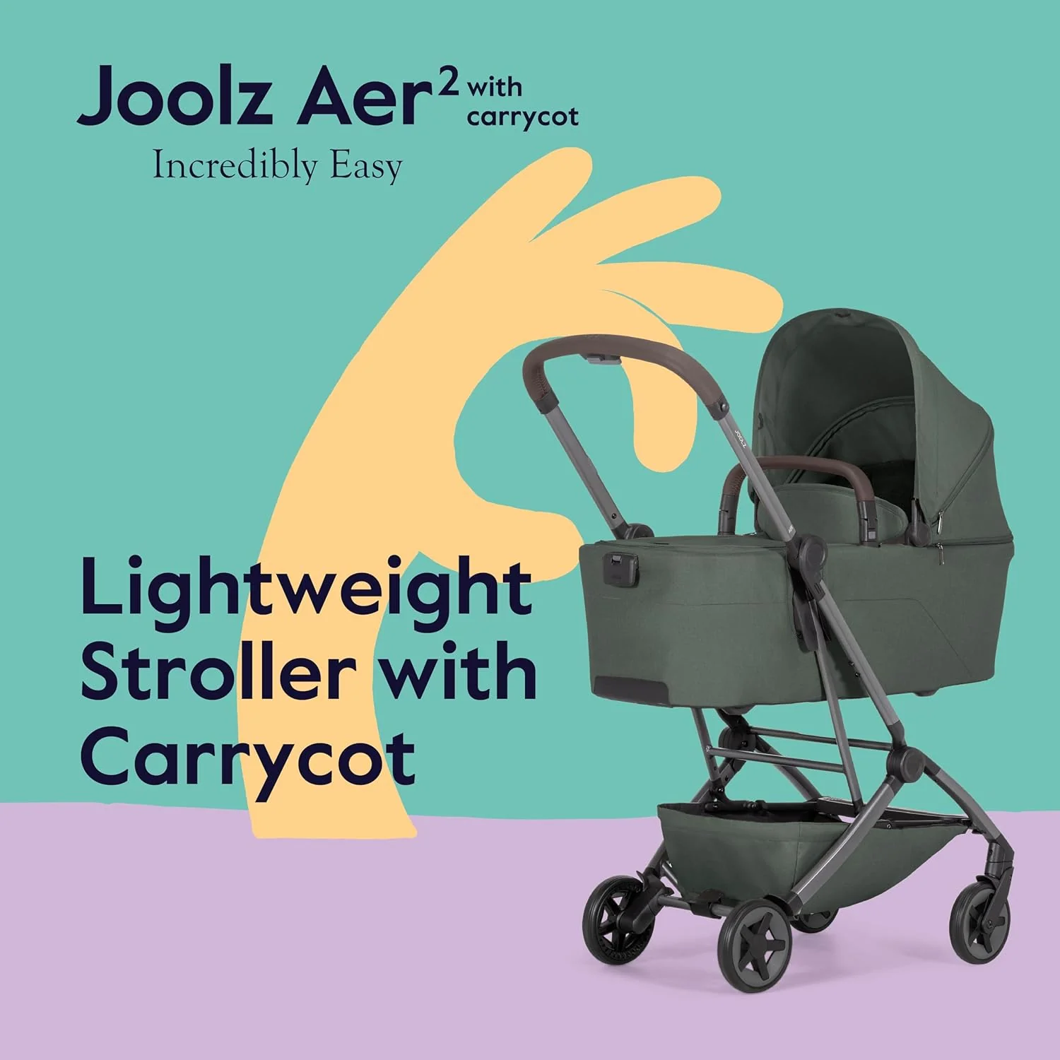 Joolz Aer2 Bassinet Cot, Forest Green - Image 2