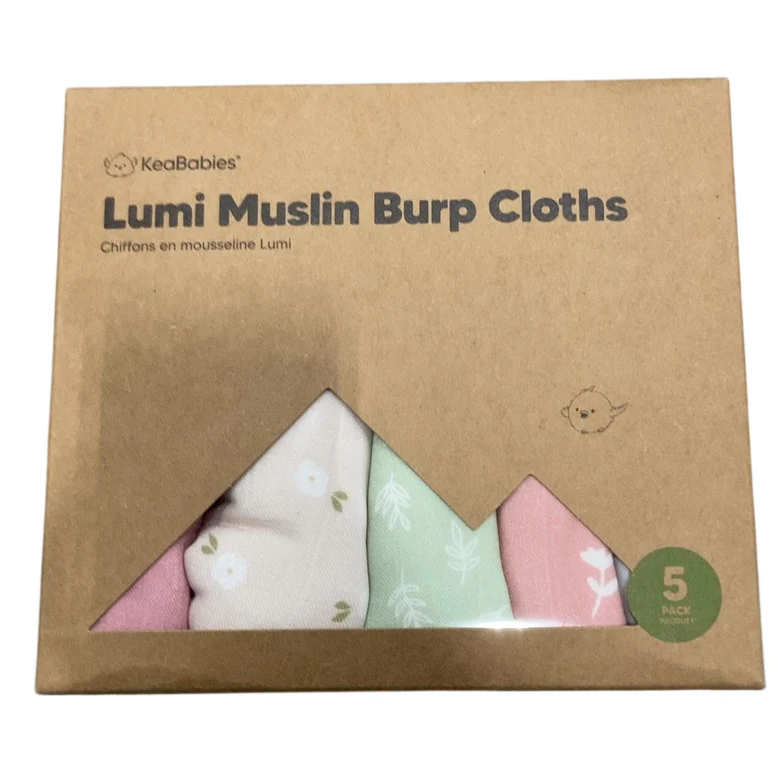 KeaBabies 5-pack Lumi Muslin Burp Cloths, Bloom - Image 2
