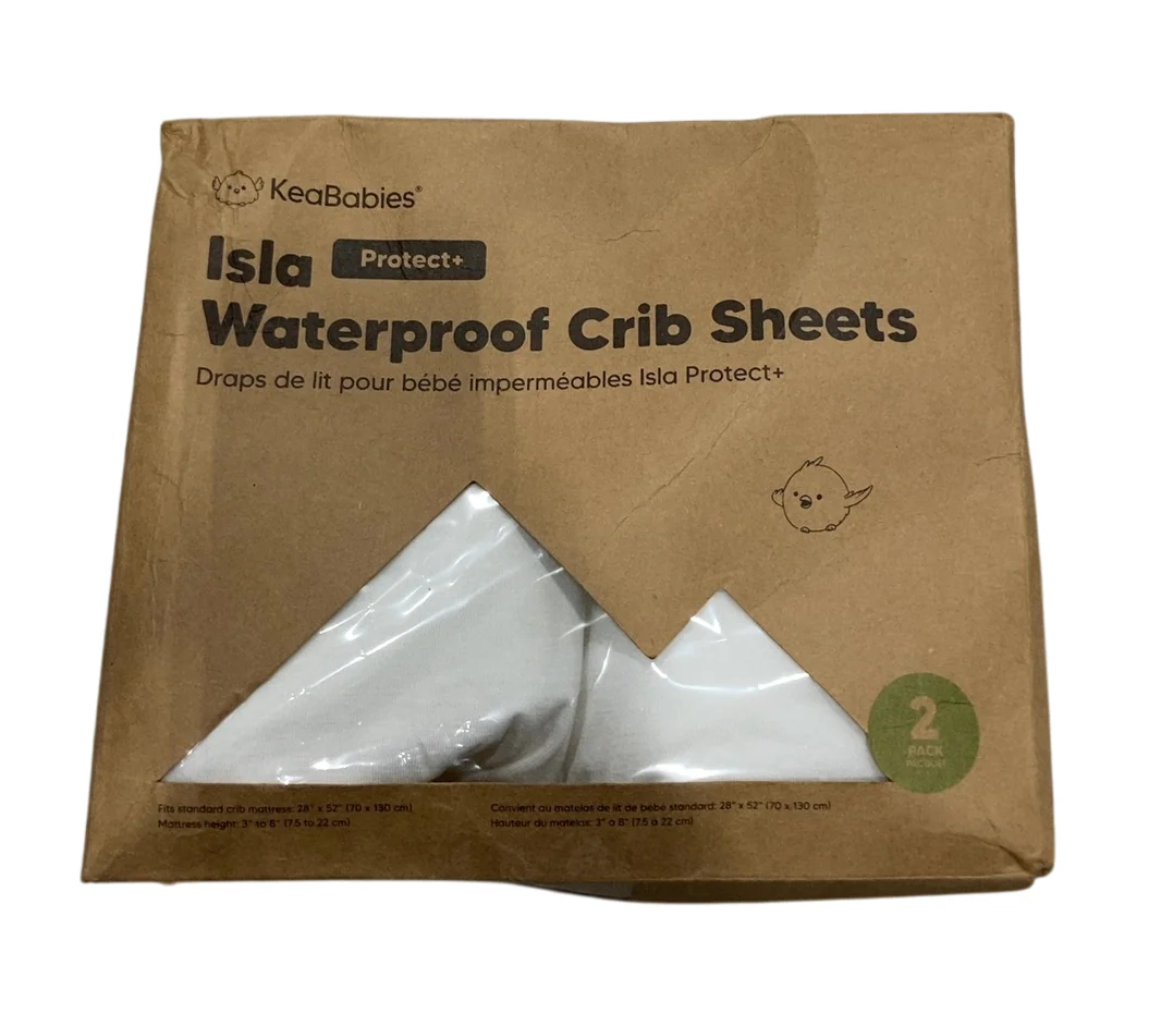 KeaBabies Isla Protect+ Waterproof Baby Crib Sheets 2 Pack, Soft White - Image 2