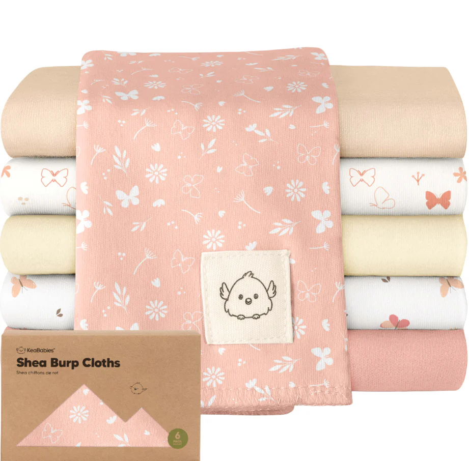 KeaBabies Shea Burp Cloths 6 Pack, Butterflies