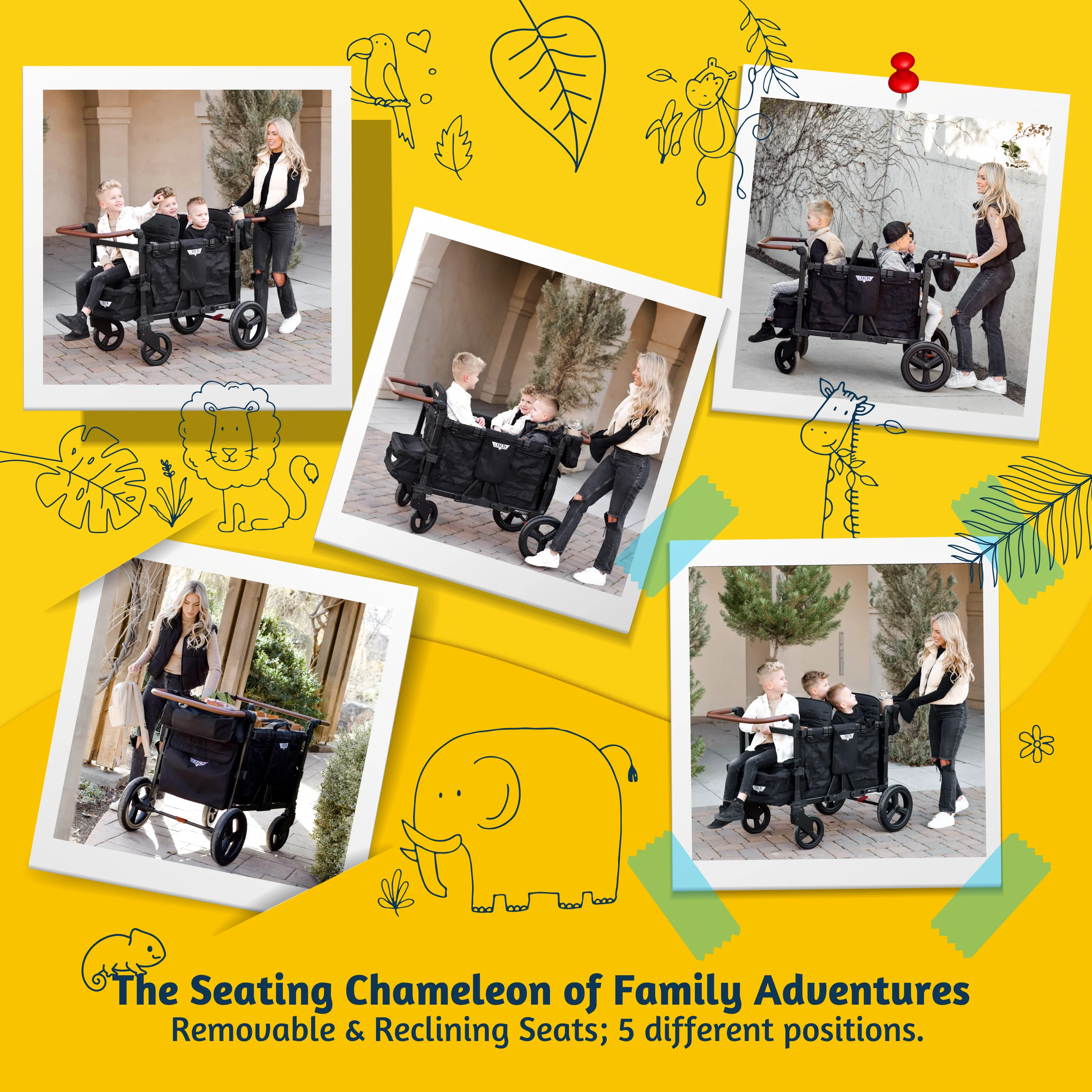 Keenz Vyo͞o The Seating Chameleon Stroller Wagon, 4 Passenger, Multiple Colors - Image 6