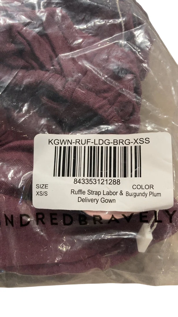 Kindred Bravely Ruffle Strap Labor & Delivery Gown, Burgundy Plum, XS/S - Image 2