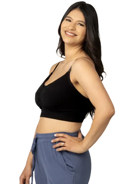 Kindred Bravely Sublime Bamboo Hands-Free Pumping Lounge & Sleep Bra, Black, Medium, Regular (B-D)