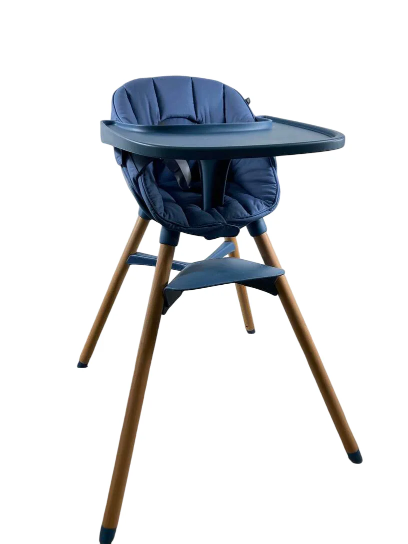Lalo High Chair with Infant Kit, Blueberry, Blueberry, Natural Wood