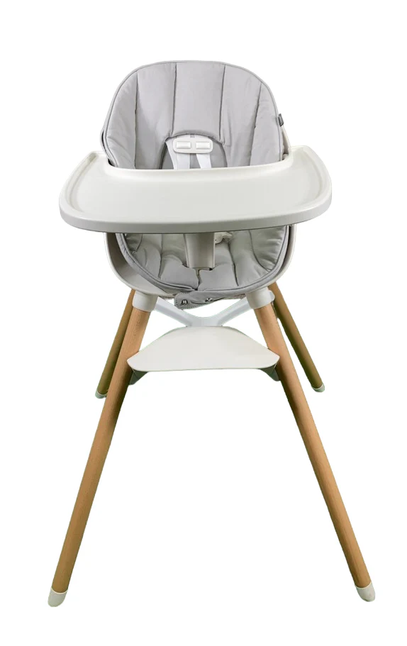 Lalo High Chair with Infant Kit, Coconut, Grey Multi, Natural Wood - Image 2