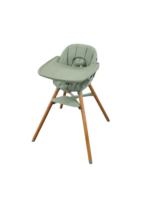 Lalo High Chair with Infant Kit, Natural Wood, Sage, Sage