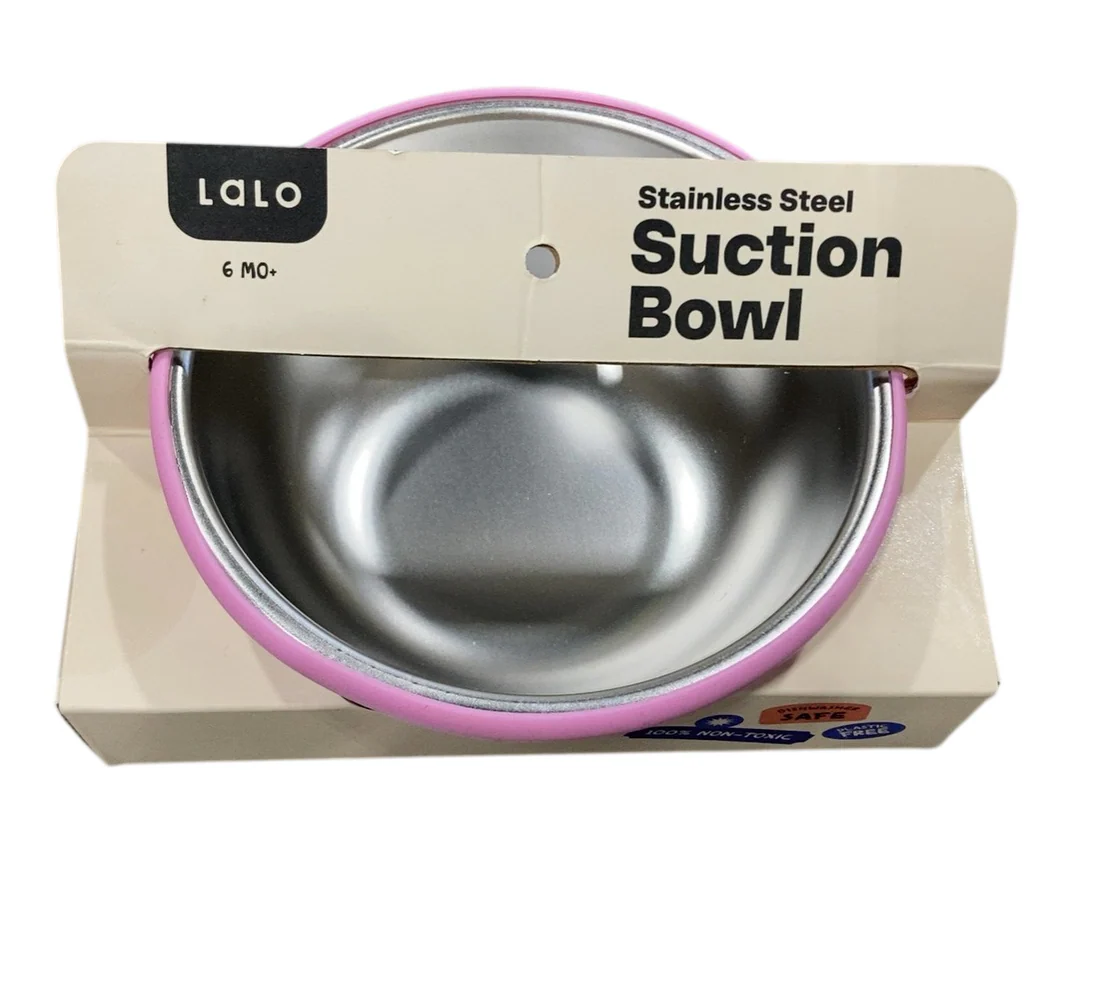 Lalo Stainless Suction Bowl, Bubble Gum - Image 2