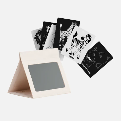 Lalo Tummy Time Mirror + Art Cards, Safari Animals