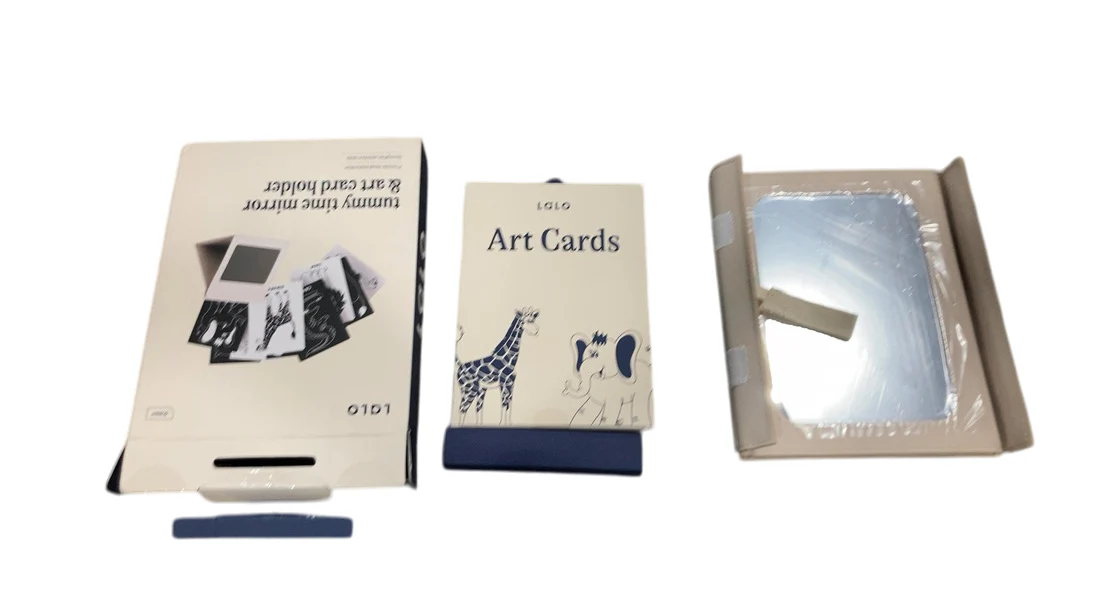 Lalo Tummy Time Mirror + Art Cards, Safari Animals - Image 2
