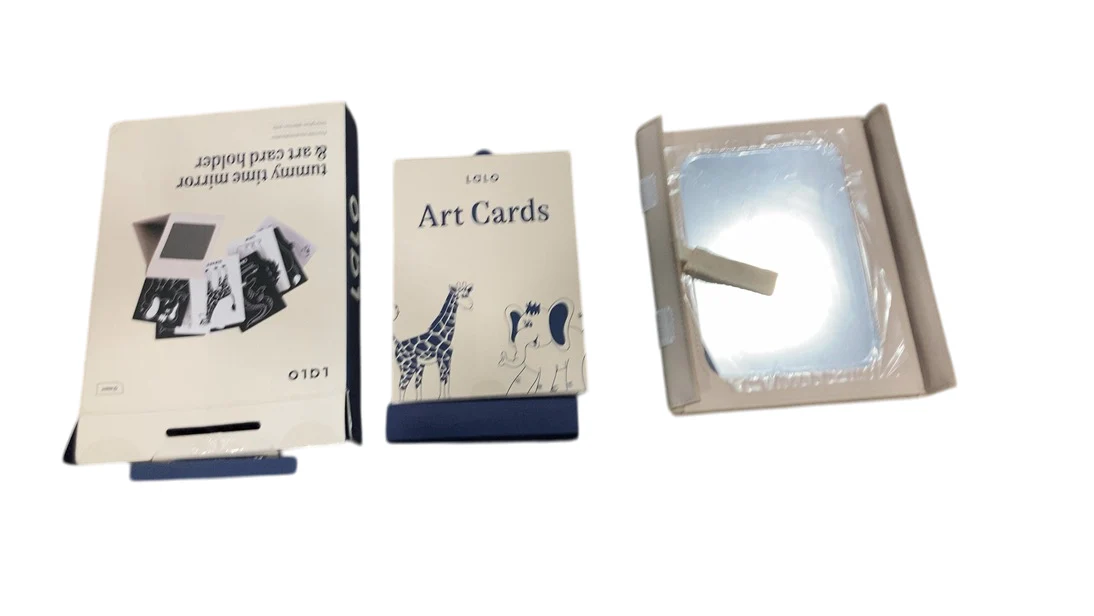 Lalo Tummy Time Mirror + Art Cards, Safari Animals - Image 3