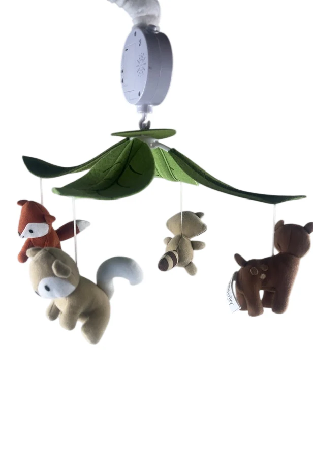 Lambs & Ivy Echo Beige Woodland Animals Musical Crib Mobile
