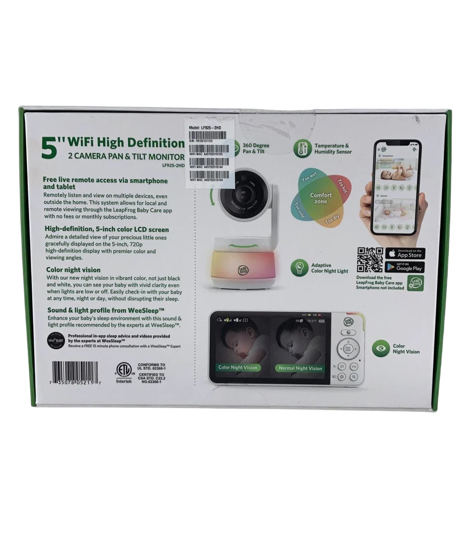 Leap Frog LF925-2HD 1080p 2 Camera Video Baby Monitor - Image 3
