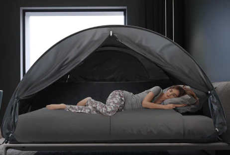 Leedor Pop Up Bed Tent with Mesh & Shade Cloth Window, Black