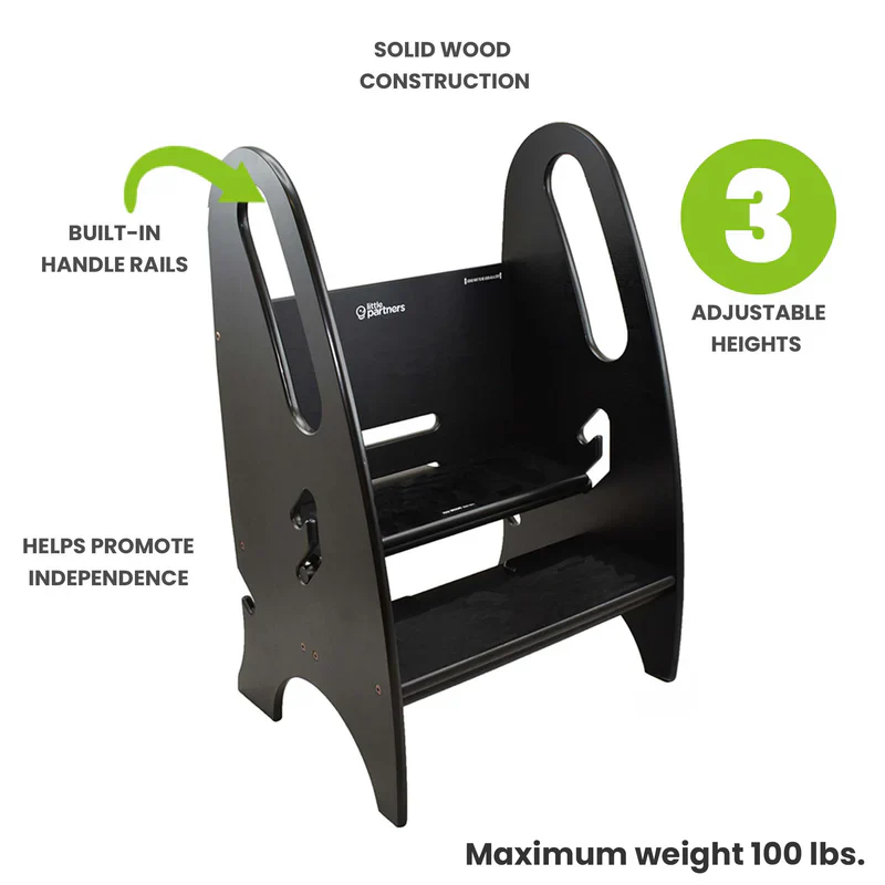 Little Partners 3-in-1 Growing Step Stool, Ebony - Image 4