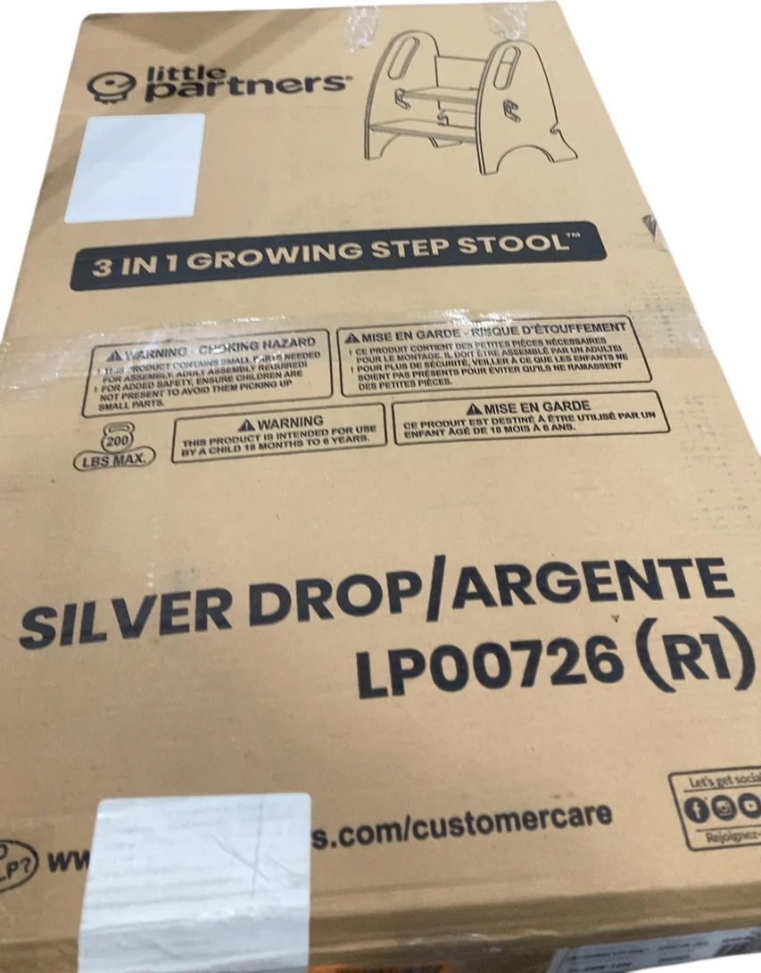 Little Partners 3-in-1 Growing Step Stool, Silver Drop - Image 3