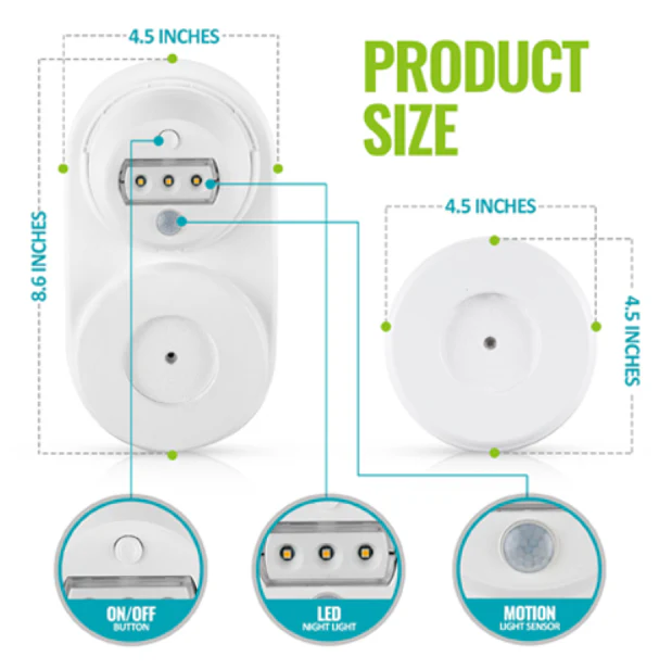 Little Partners EZ-Fit Wall Protector & Safety Night Light, 2 Pack, White - Image 3