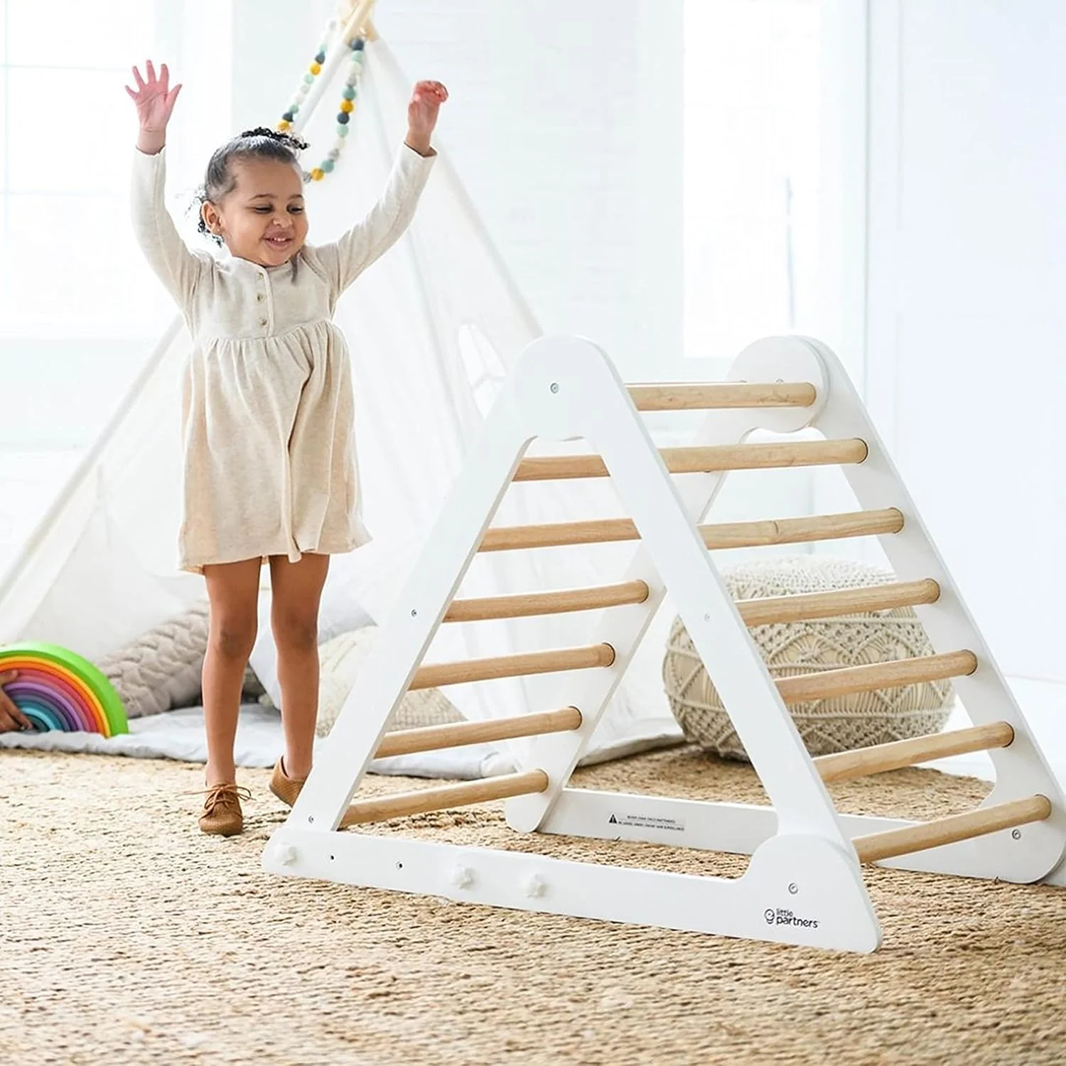 Little Partners Learn 'N Climb Triangle, Soft White with Natural - Image 3
