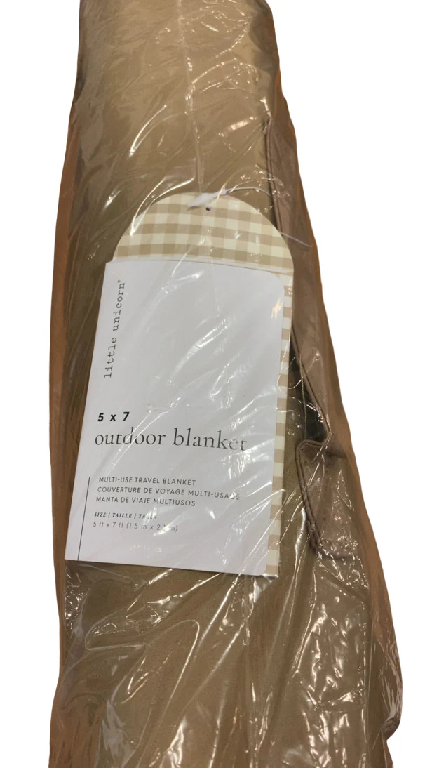 Little Unicorn 5 x 7 Outdoor Blanket, Beige Buffalo Check - Image 4