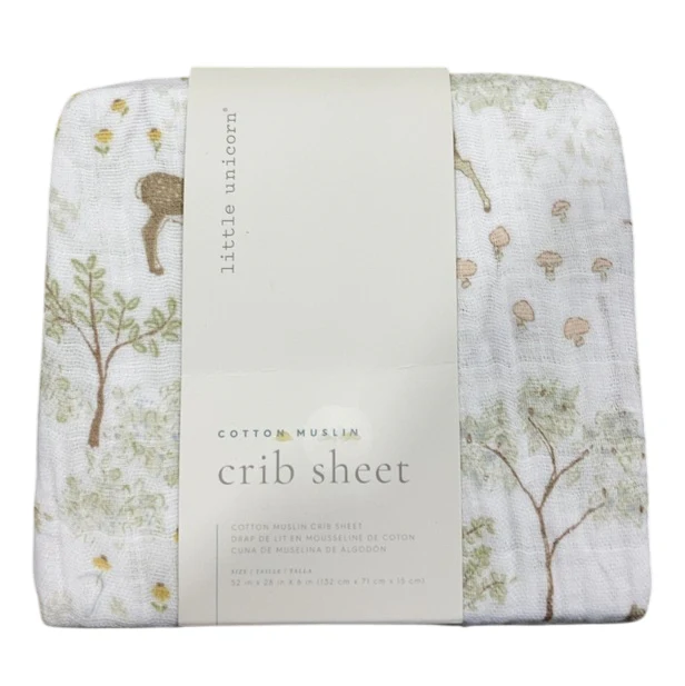 Little Unicorn Cotton Muslin Fitted Crib Sheet, Woodlnd friends