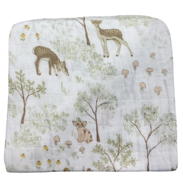 Little Unicorn Cotton Muslin Fitted Crib Sheet, Woodlnd friends - Image 3