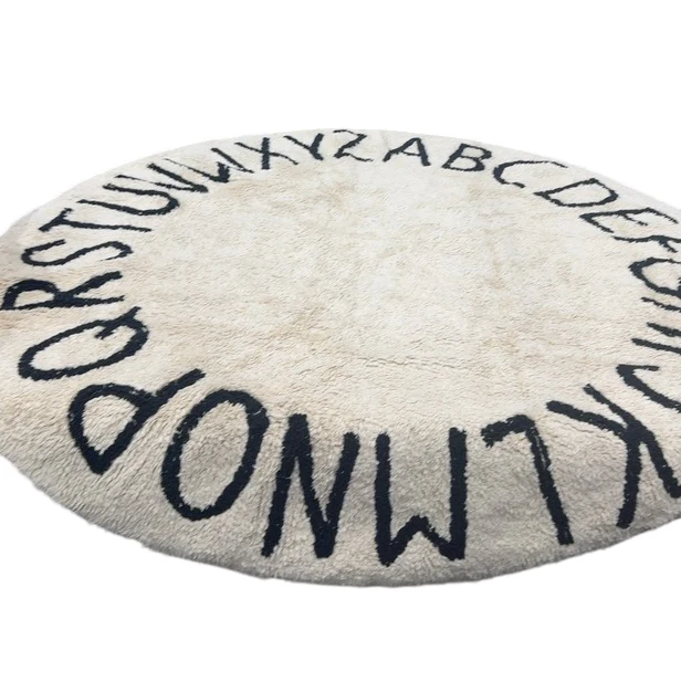 Lorena Canals Round ABC Washable Rug 5', Black / Natural - Image 2