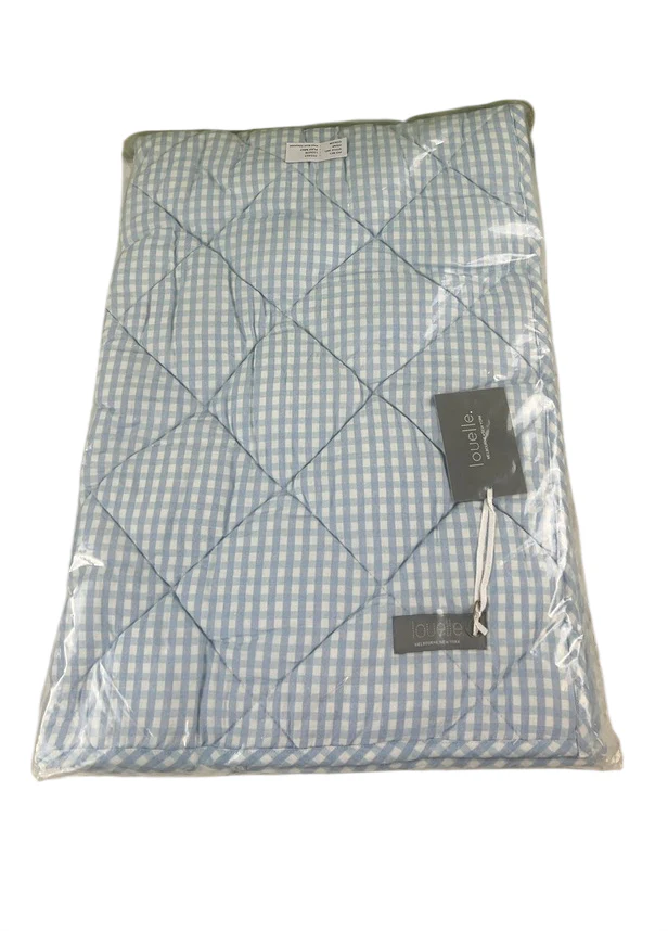 Louelle Quilted Playmat, Pale Blue Gingham, Square - Image 2