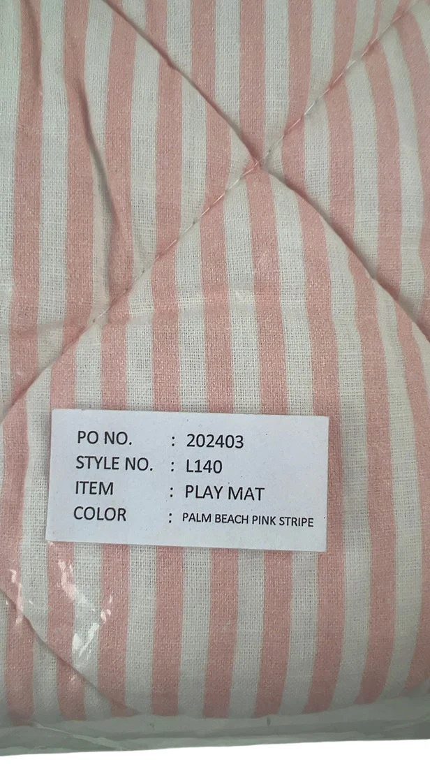 Louelle Quilted Playmat, Palm Beach Pink Stripe, Square - Image 3
