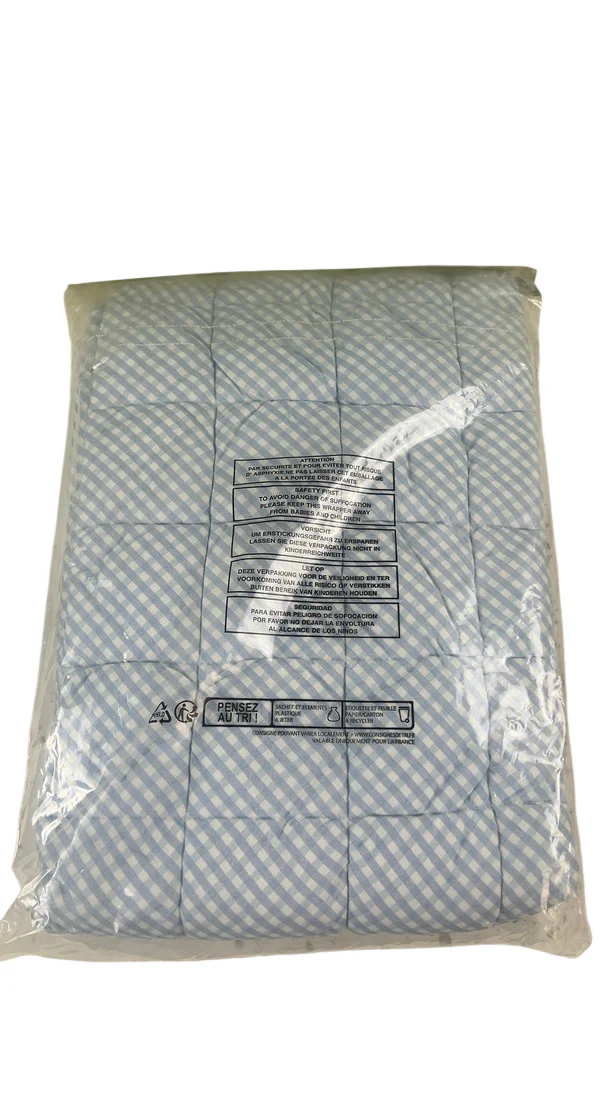 Louelle Quilted Playmat, Round, Pale Blue Gingham - Image 4