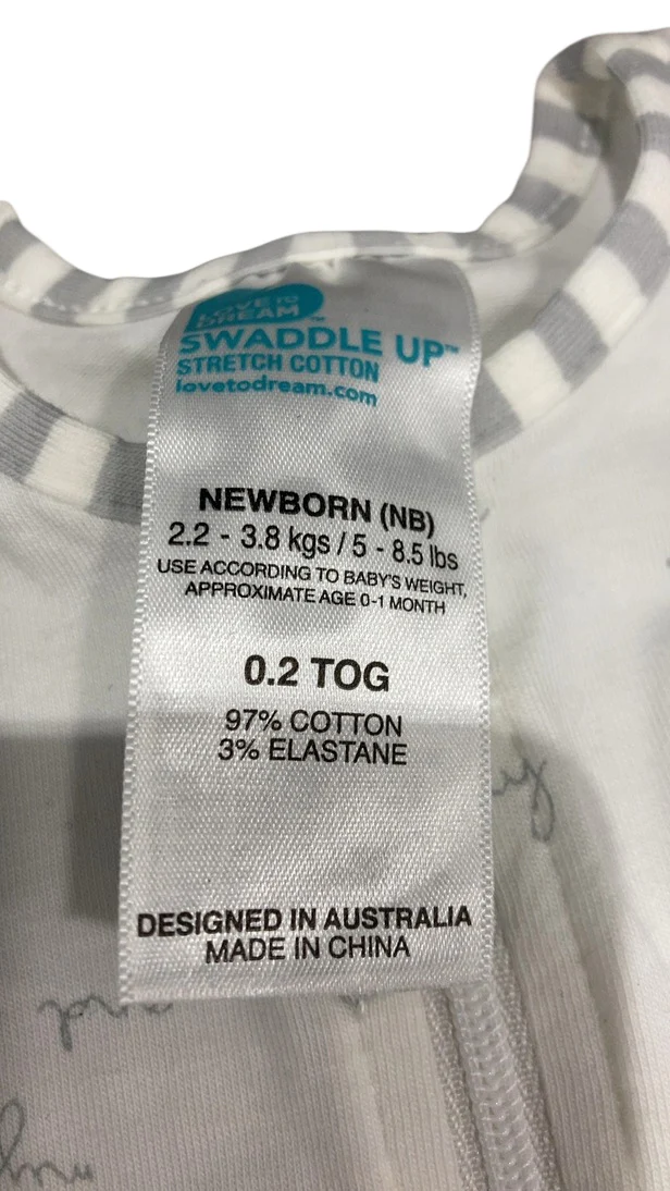 Love To Dream Swaddle Up Lite 0.2 Sleep Sack, Newborn, You Are My White - Image 3