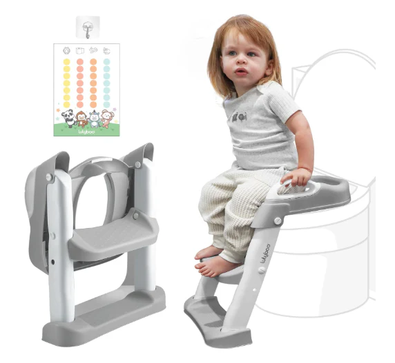 Lulyboo Potty Training Seat with Step Stool, Grey