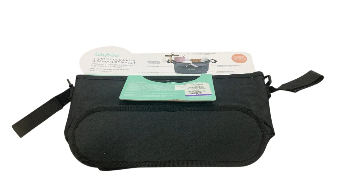 Lulyboo Stroller Organizer with Clip On Removable Wallet, Black - Image 3