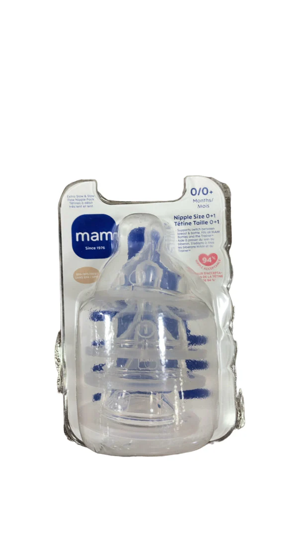 MAM Bottle Nipples, 4 Pack, Extra Slow/Slow Flow, 0 months