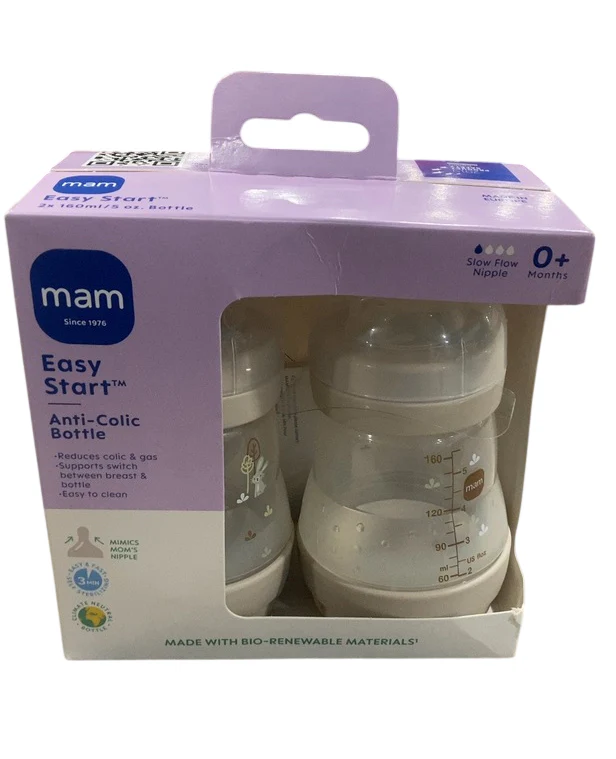 MAM Easy Start Anti-Colic Bottle, 5oz, 2 Pack, Cotton - Image 2