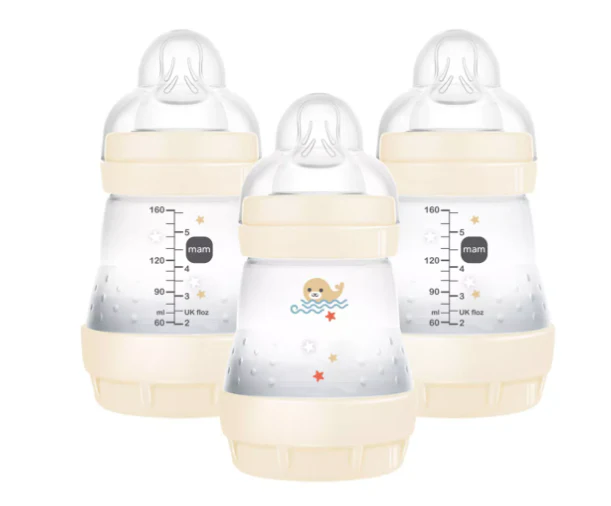 MAM Easy Start Anti-Colic Bottle, Cream, 5oz, 3 Pack