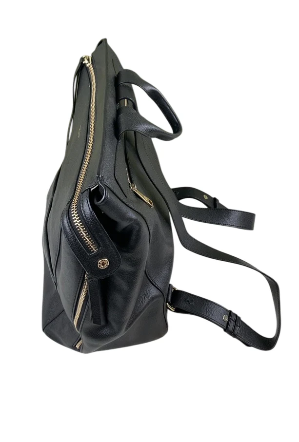 Mina Baie Harper Backpack Leather Midi, Black/Gold - Image 4