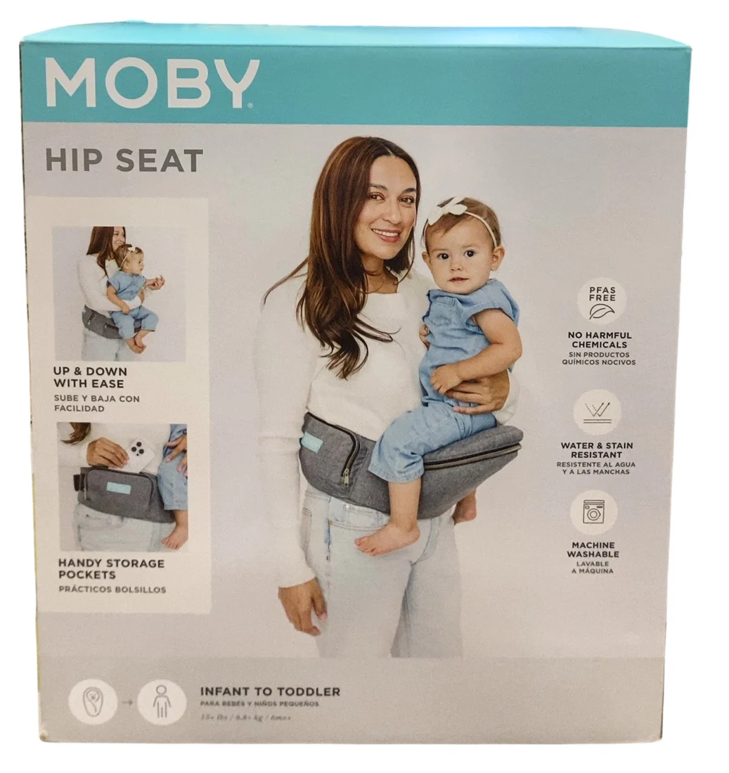 Moby Padded Hip Seat Carrier, Heather grey - Image 2