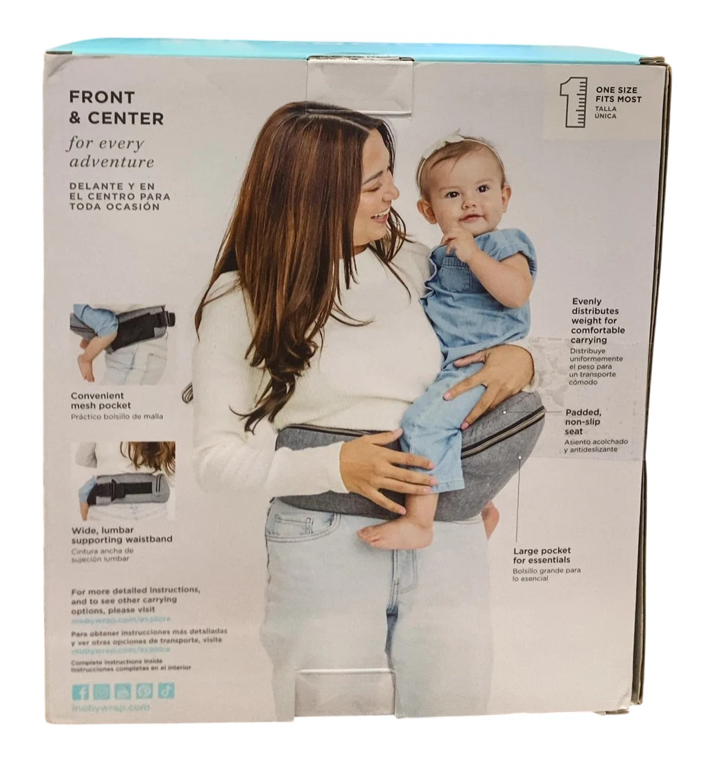 Moby Padded Hip Seat Carrier, Heather grey - Image 3