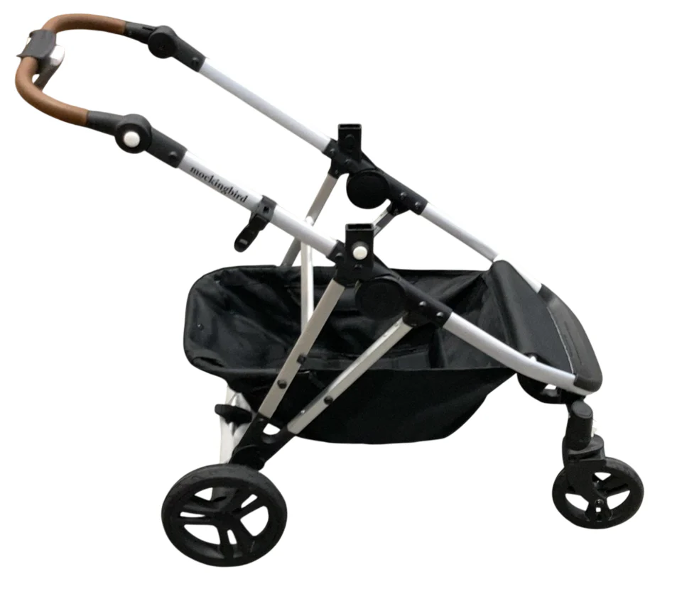 Mockingbird 2.0 Single to Double Stroller Frame, 2025, Silver With Penny Leather