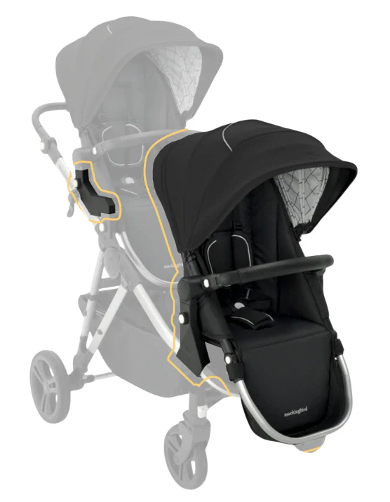 Mockingbird 2nd Seat Kit 2.0, Black, Silver With Black Leather, Windowpane