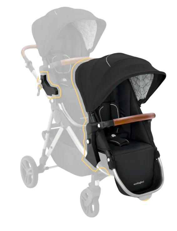 Mockingbird 2nd Seat Kit 2.0, Black, Silver With Penny Leather, Windowpane