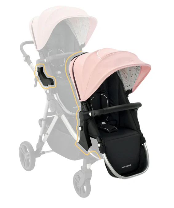 Mockingbird 2nd Seat Kit 2.0, Bloom, Silver With Black Leather, Watercolor Drops