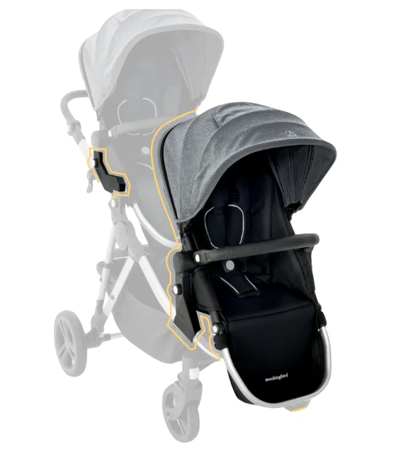 Mockingbird 2nd Seat Kit 2.0, Heather grey, Silver With Black Leather, Solid Grey